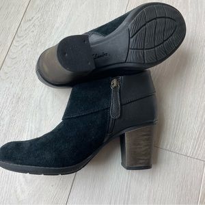 Clarks black ankle booties